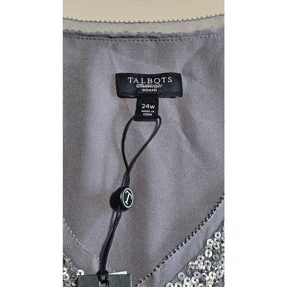 NWT Talbots WOMAN Chic Classy Silver Gray Sequin V-Neck Tank Top Cami 24 W - Picture 8 of 8
